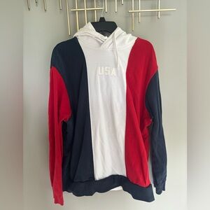 American Eagle Outfitters Red and White Blue Sweater